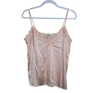Forever 21 Y2K Pink Satin Lace Trim Cami L Soft Fairy Coquette Girl Clean